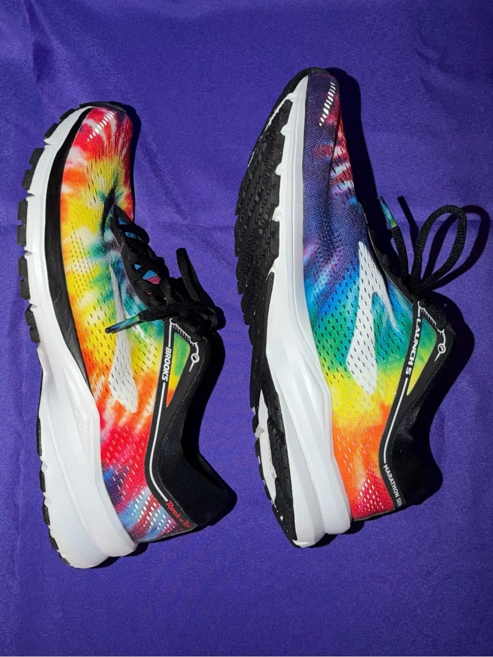 New Brooks Launch 5 Women’s Running Shoes in Tie-Dye Rainbow Size 10.5
